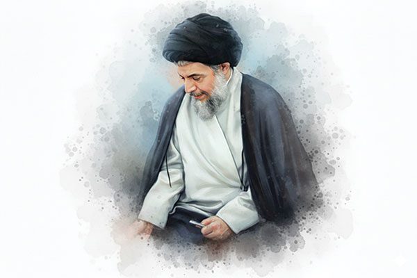 تصوی بازسازی شده از شهید صدر در حال دیدن کتاب